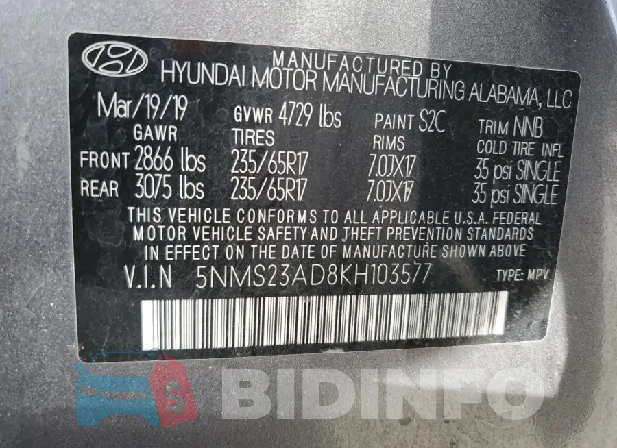 5NMS23AD8KH103577 Photo# 14