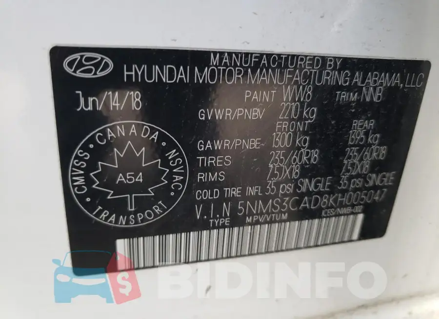 5NMS3CAD8KH005047 Photo# 14