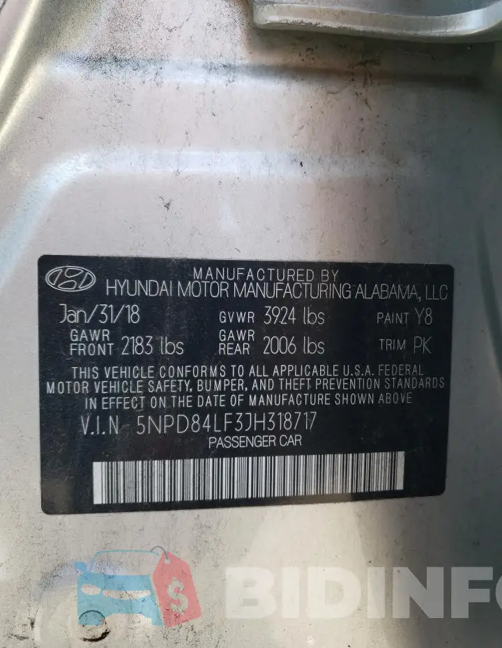 5NPD84LF3JH318717 Photo# 12