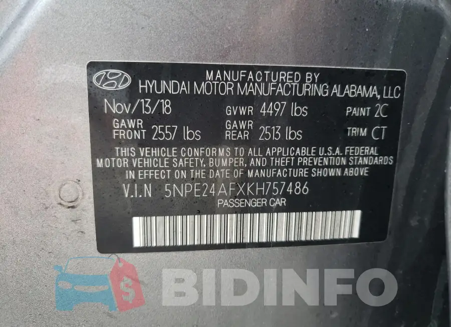 5NPE24AFXKH757486 Photo# 13