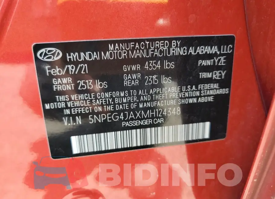 5NPEG4JAXMH124348 Photo# 12