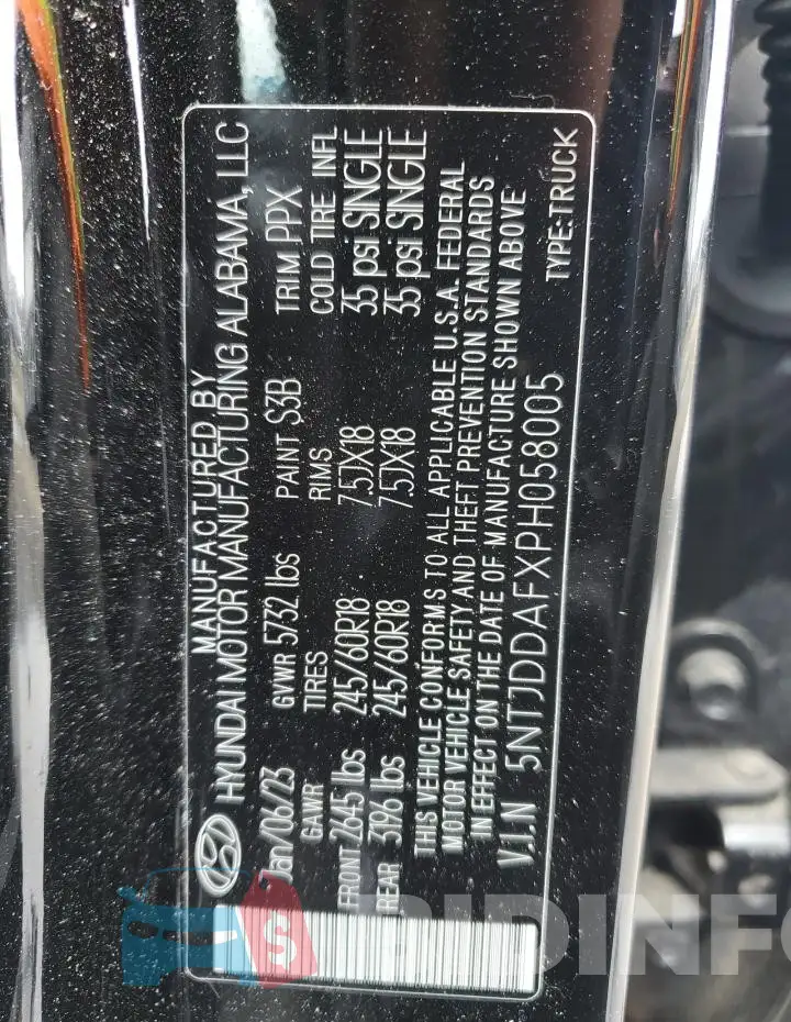 5NTJDDAFXPH058005 Photo# 12