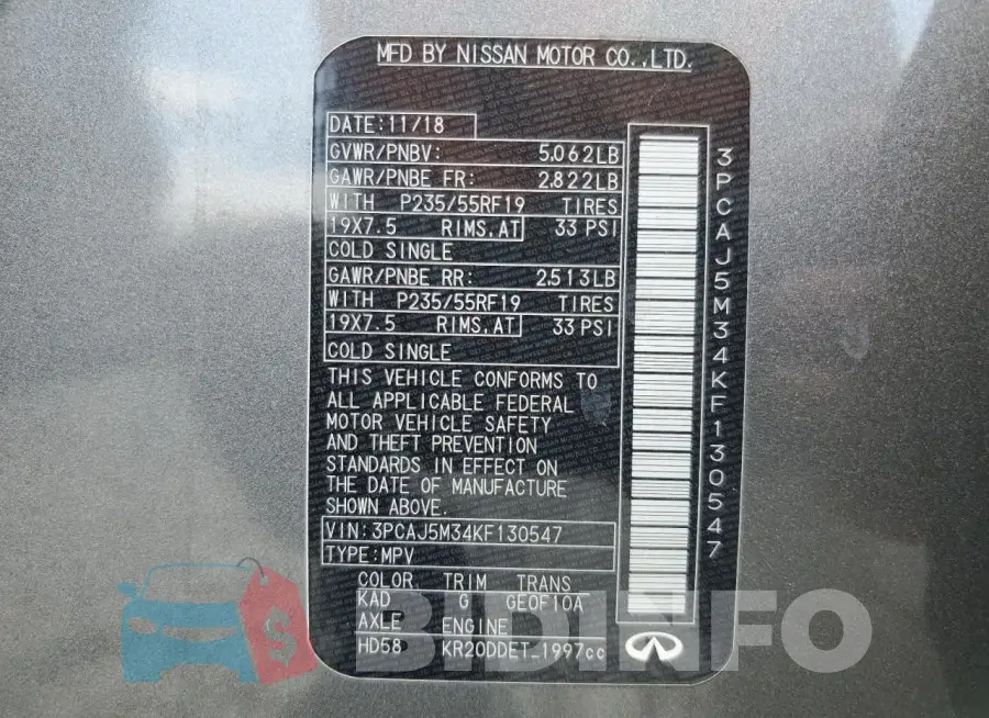 3PCAJ5M34KF130547 Photo# 14