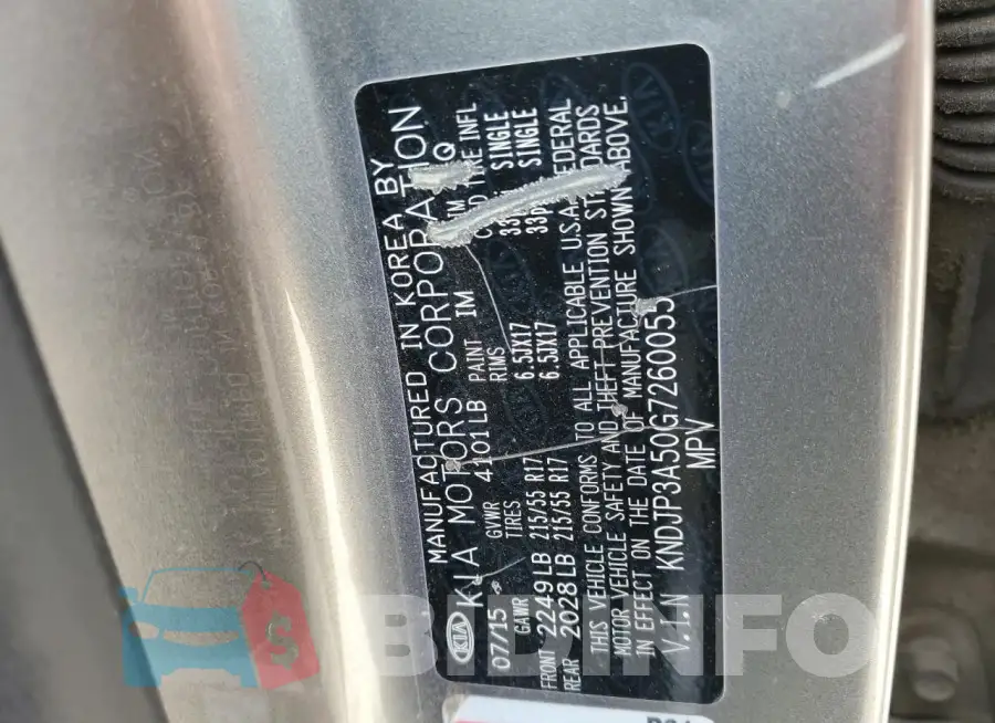 KNDJP3A50G7260055 Photo# 12