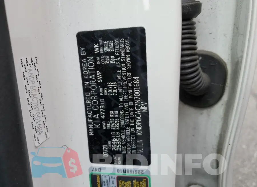 KNDP6CAC7N7001684 Photo# 13