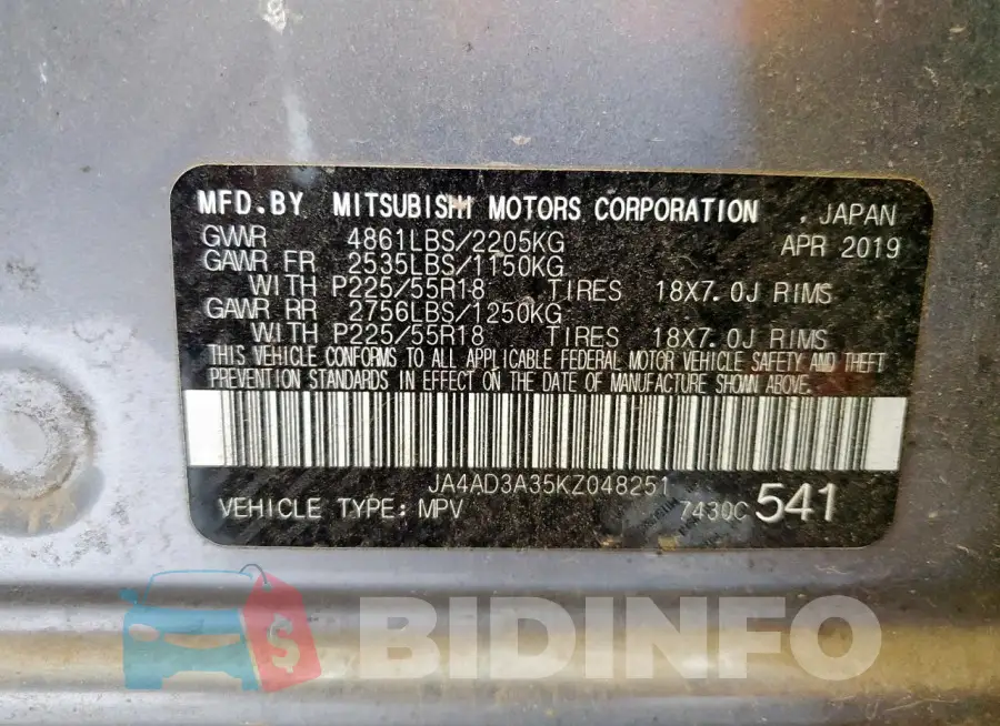 JA4AD3A35KZ048251 Photo# 13