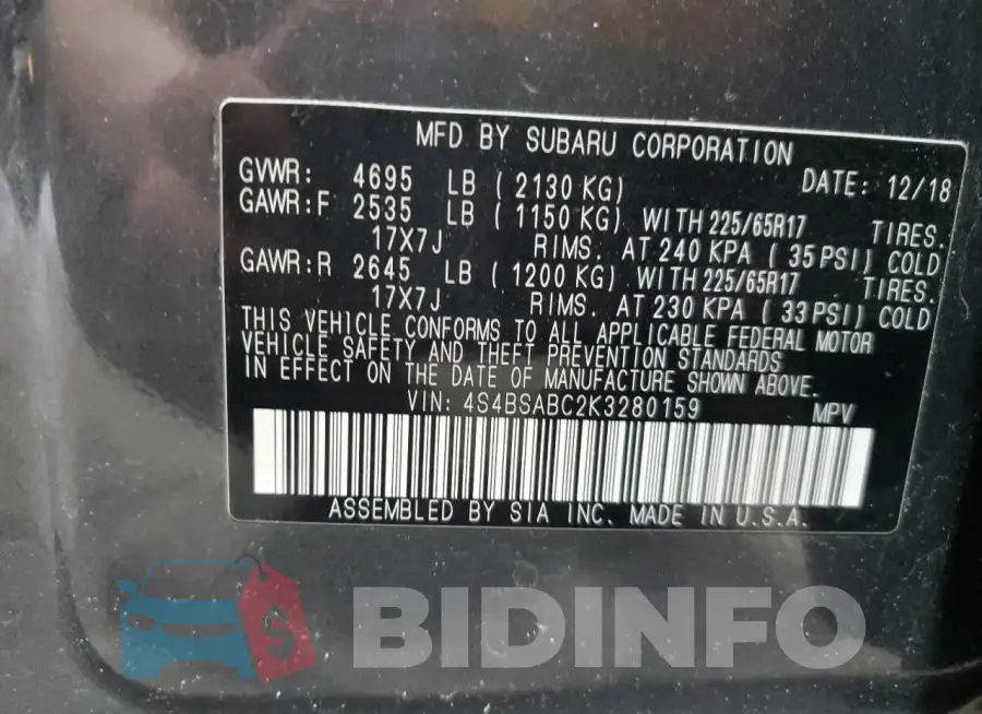 4S4BSABC2K3280159 Photo# 13