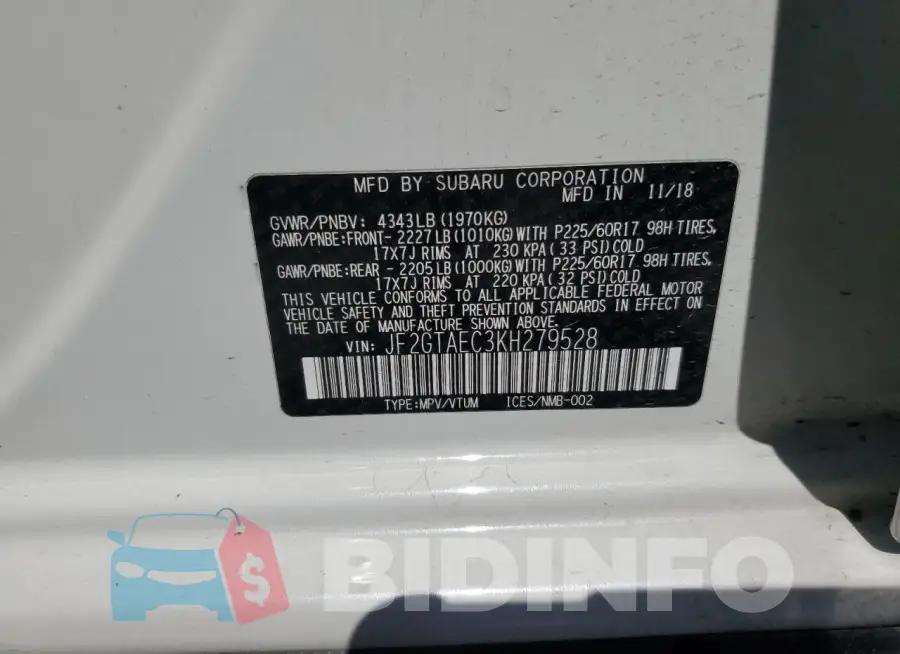 JF2GTAEC3KH279528 Photo# 13