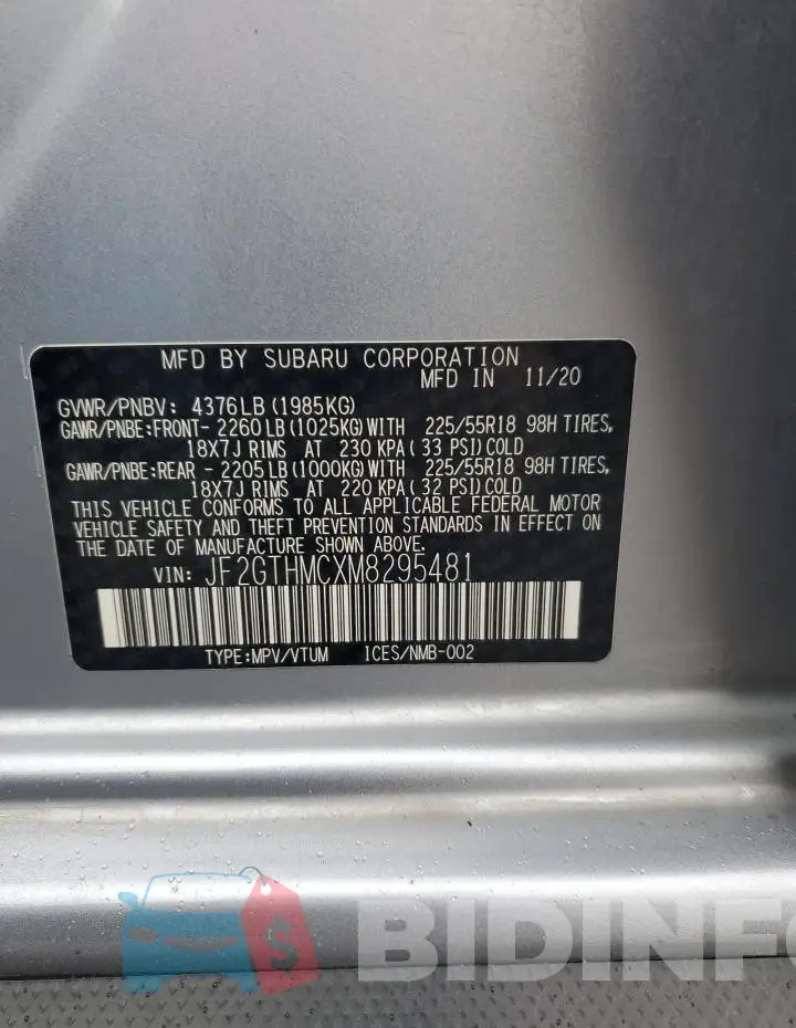 JF2GTHMCXM8295481 Photo# 14