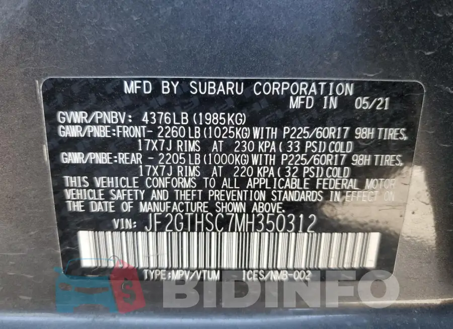 JF2GTHSC7MH350312 Photo# 13