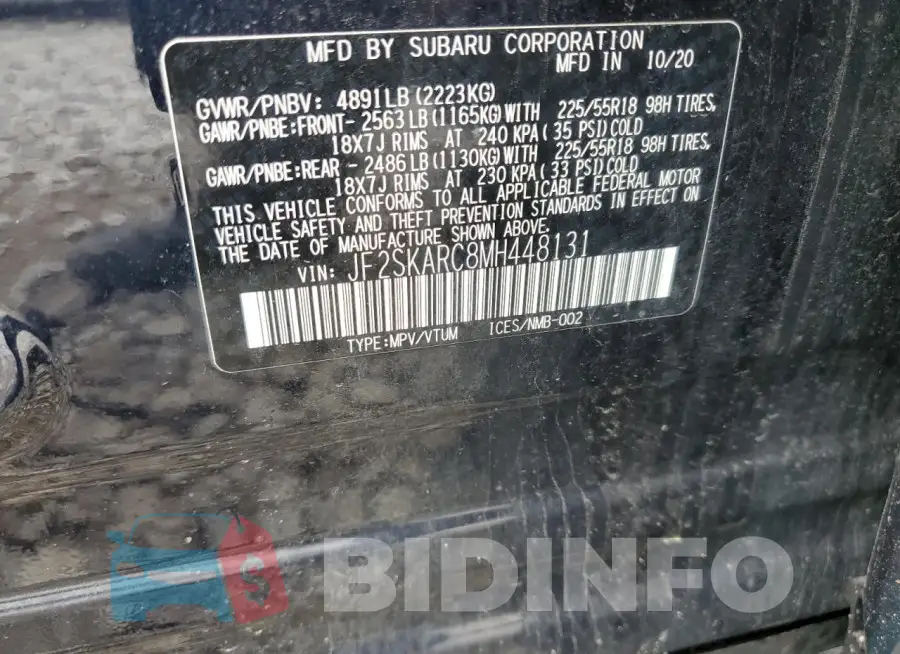 JF2SKARC8MH448131 Photo# 13