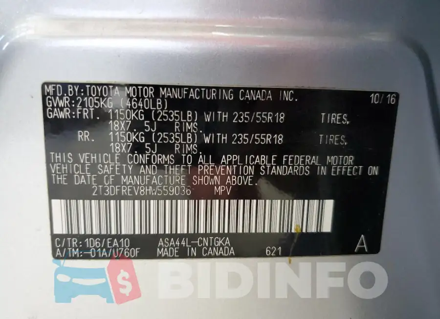 2T3DFREV8HW559036 Photo# 13