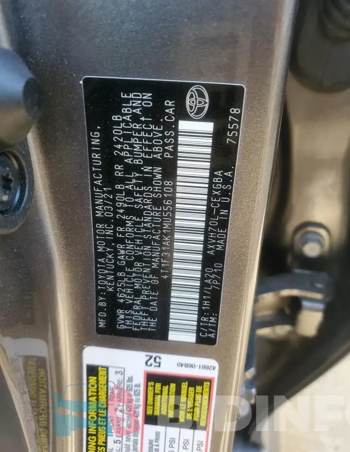 4T1F31AK1MU556108 Photo# 12