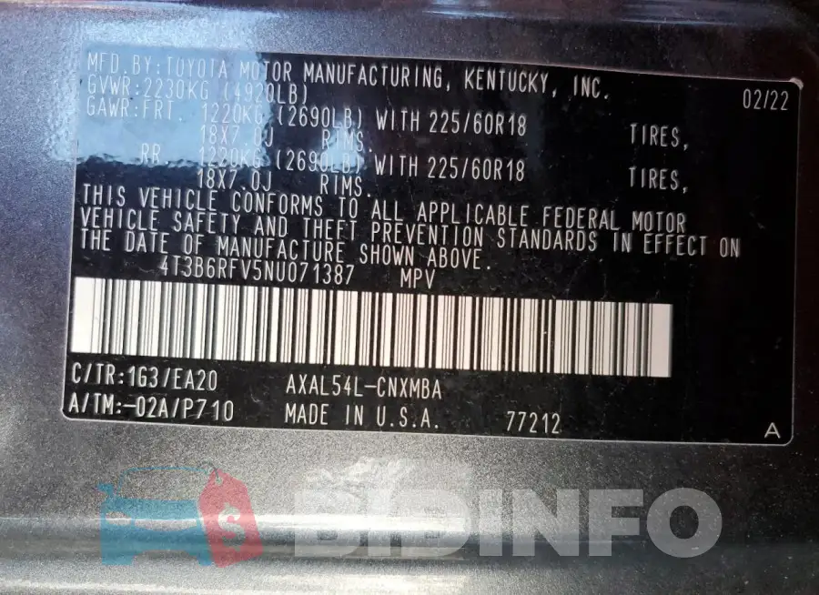 4T3B6RFV5NU071387 Photo# 12