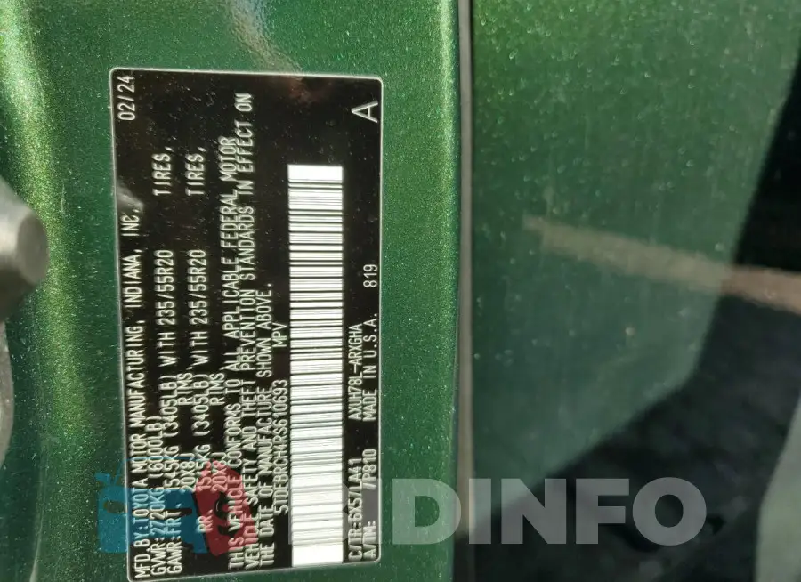 5TDEBRCH4RS610693 Photo# 14