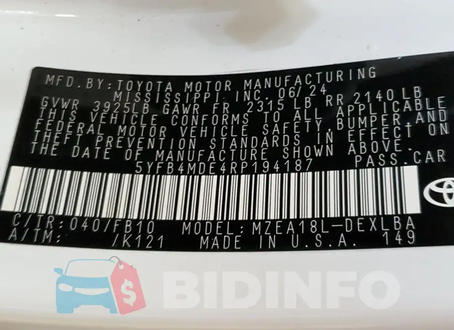 5YFB4MDE4RP194187 Photo# 13
