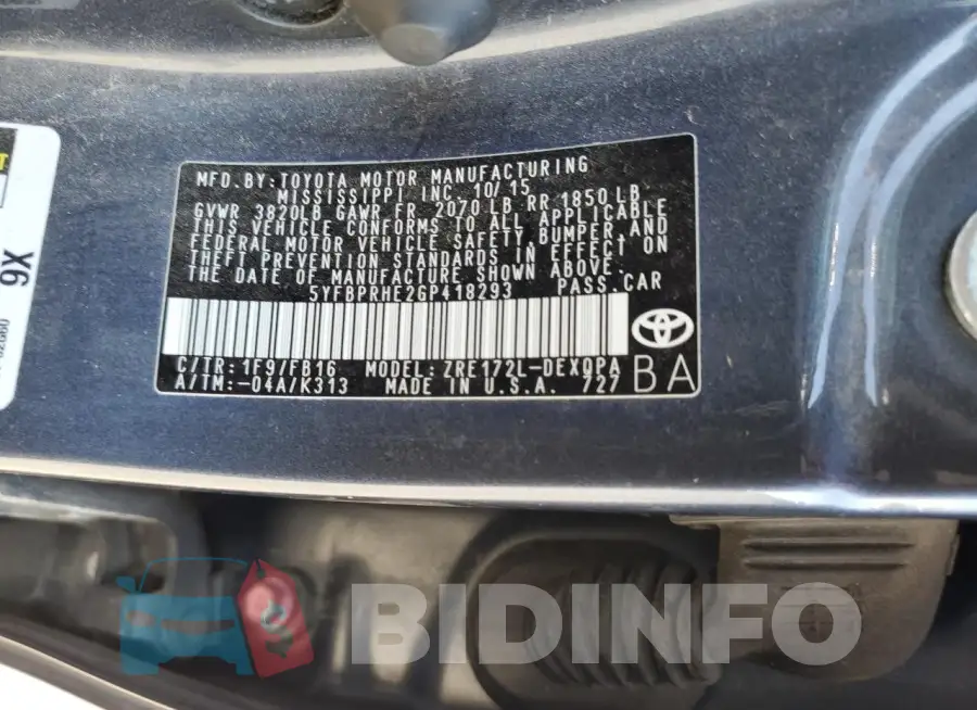 5YFBPRHE2GP418293 Photo# 13