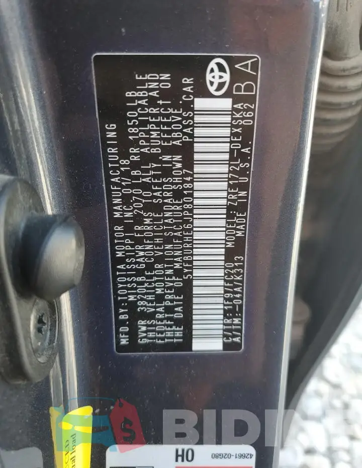 5YFBURHE6JP801847 Photo# 12