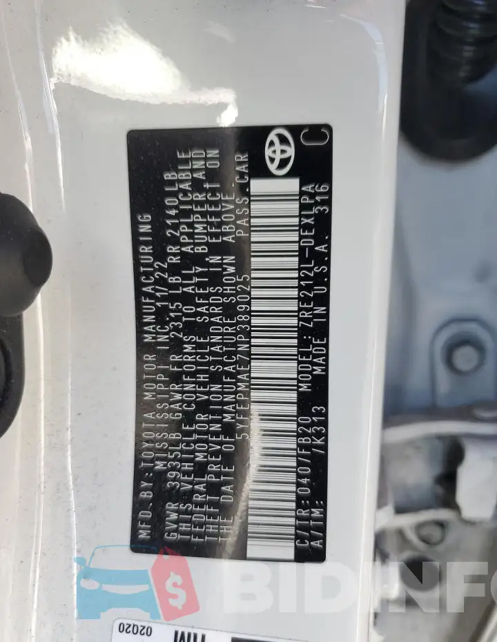 5YFEPMAE7NP389025 Photo# 12