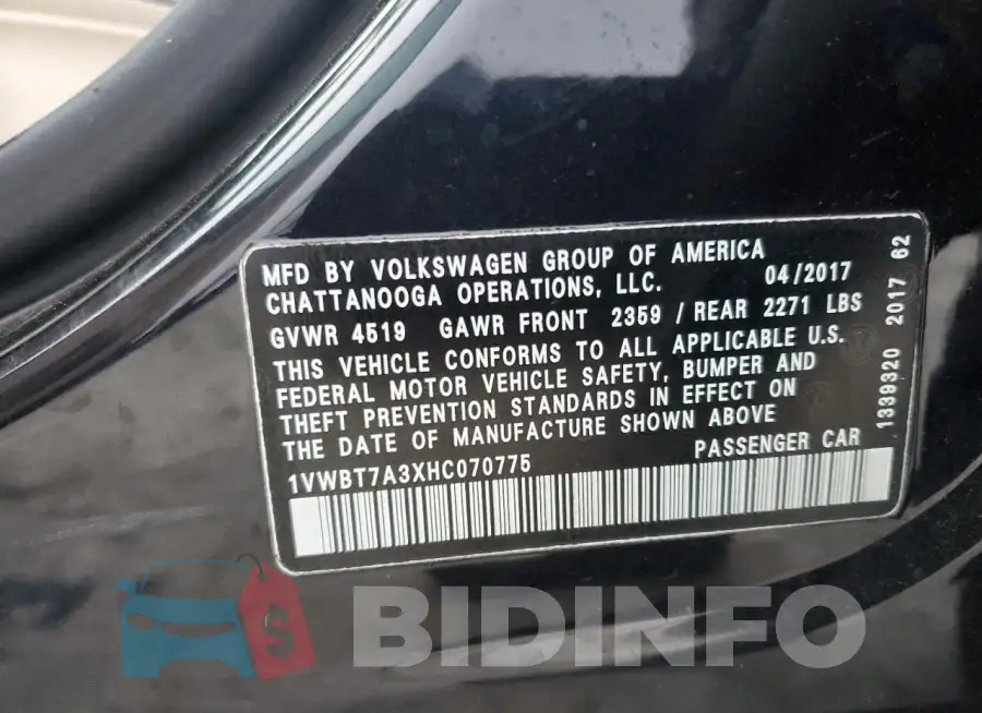 1VWBT7A3XHC070775 Photo# 12