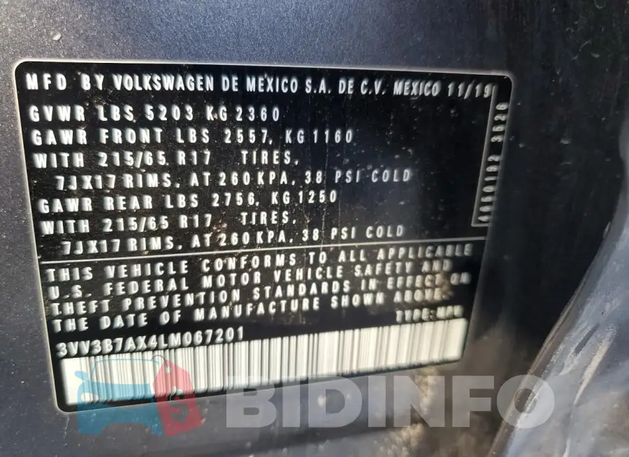 3VV3B7AX4LM067201 Photo# 12