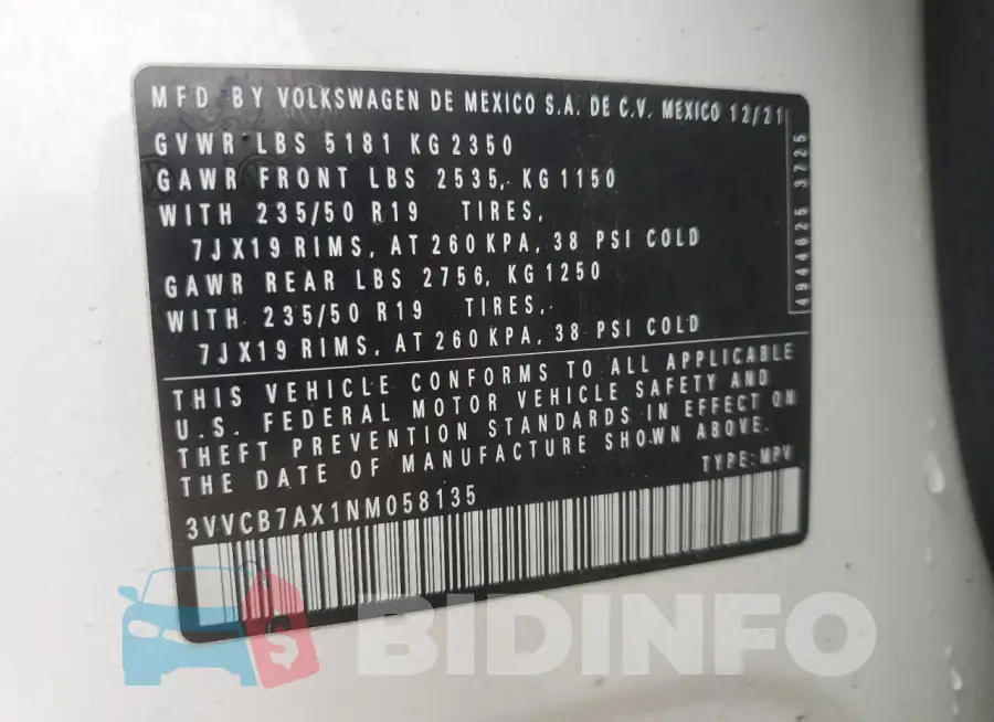 3VVCB7AX1NM058135 Photo# 14