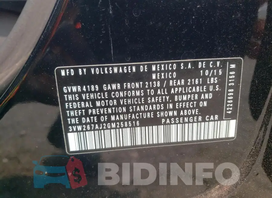 3VW267AJ2GM258516 Photo# 12