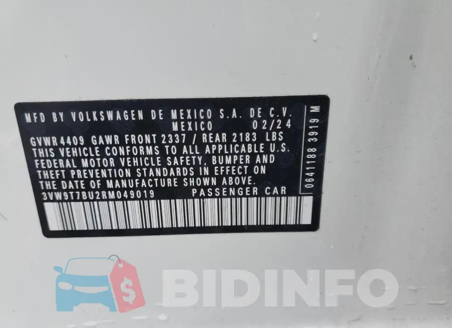 3VW9T7BU2RM049019 Photo# 12