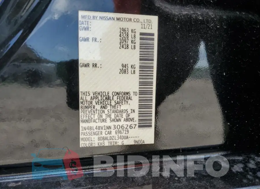 1N4BL4BV1NN306267 Photo# 12