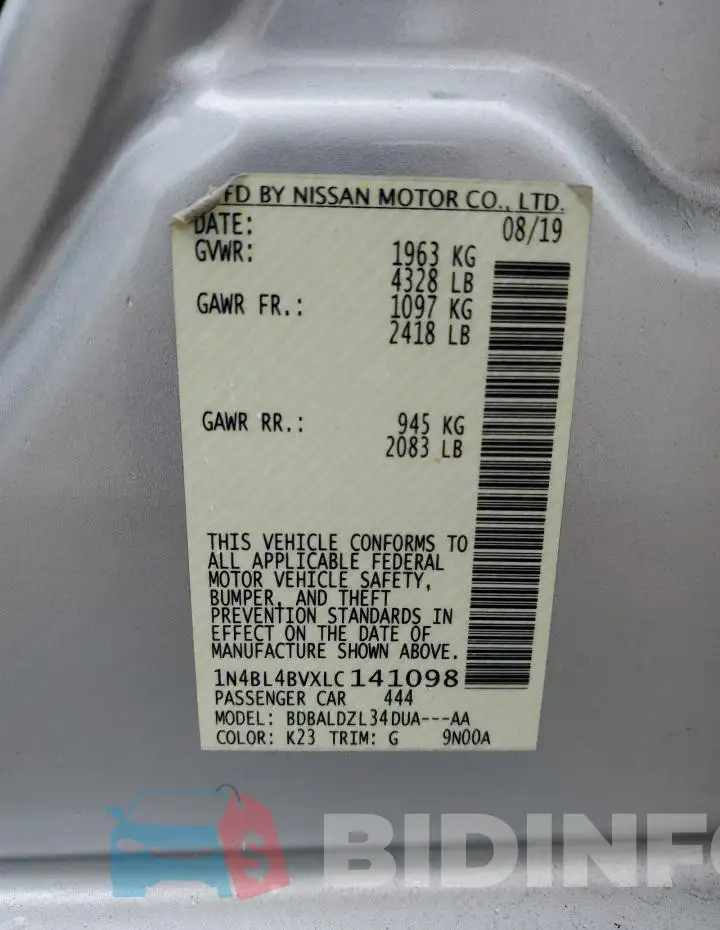 1N4BL4BVXLC141098 Photo# 12