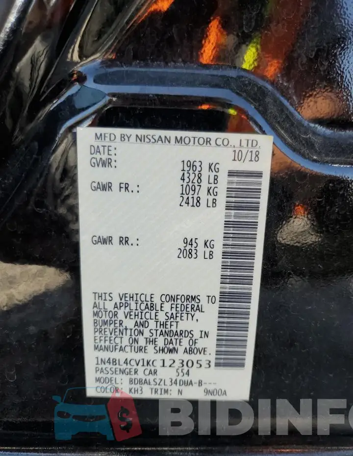 1N4BL4CV1KC123053 Photo# 12