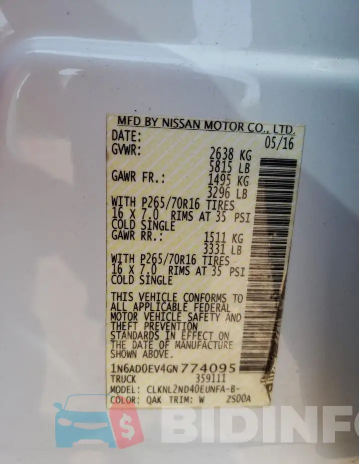 1N6AD0EV4GN774095 Photo# 12