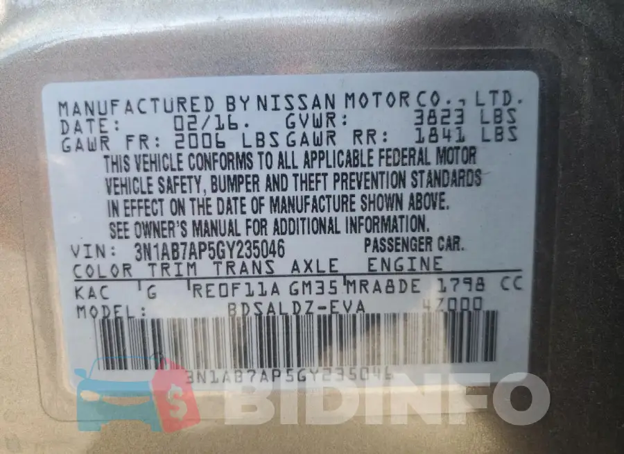 3N1AB7AP5GY235046 Photo# 13