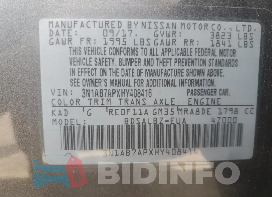 3N1AB7APXHY408416 Photo# 13