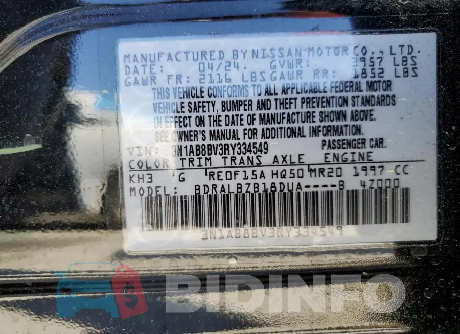 3N1AB8BV3RY334549 Photo# 12