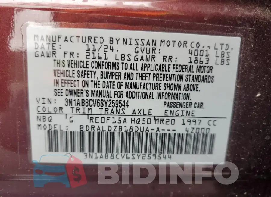 3N1AB8CV6SY259544 Photo# 12