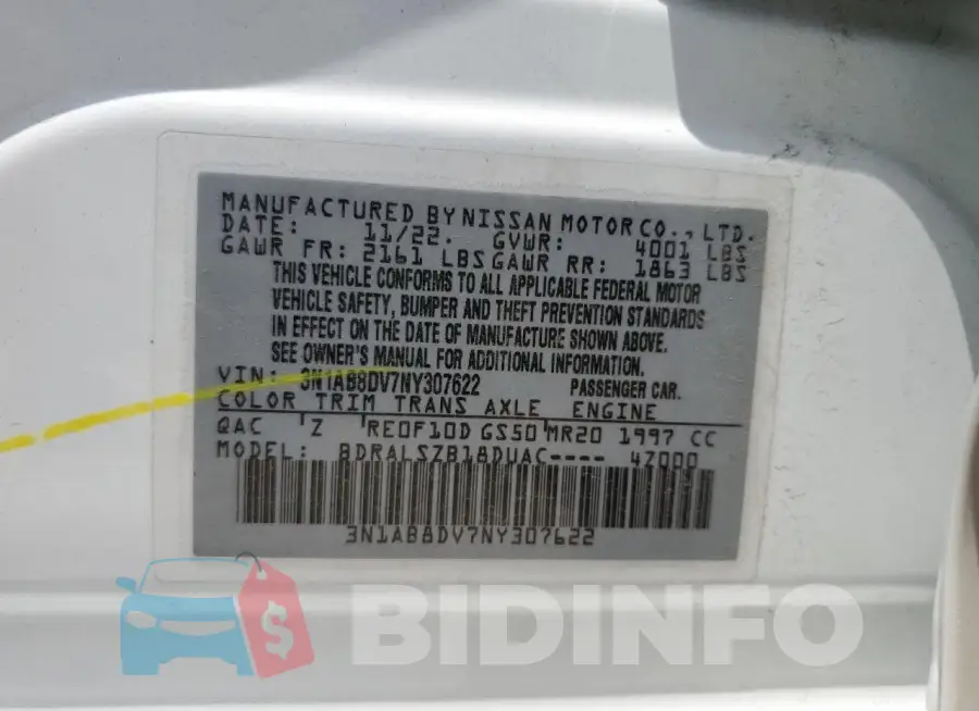 3N1AB8DV7NY307622 Photo# 12