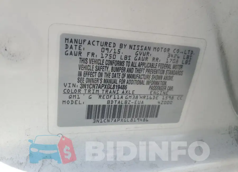 3N1CN7APXGL819486 Photo# 12