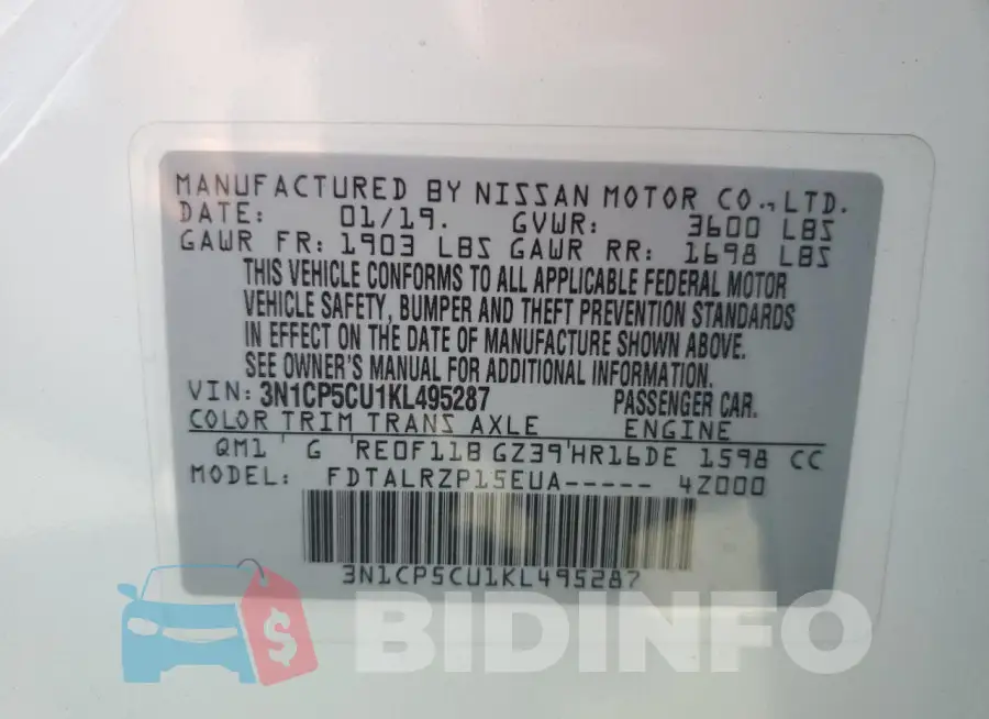 3N1CP5CU1KL495287 Photo# 13