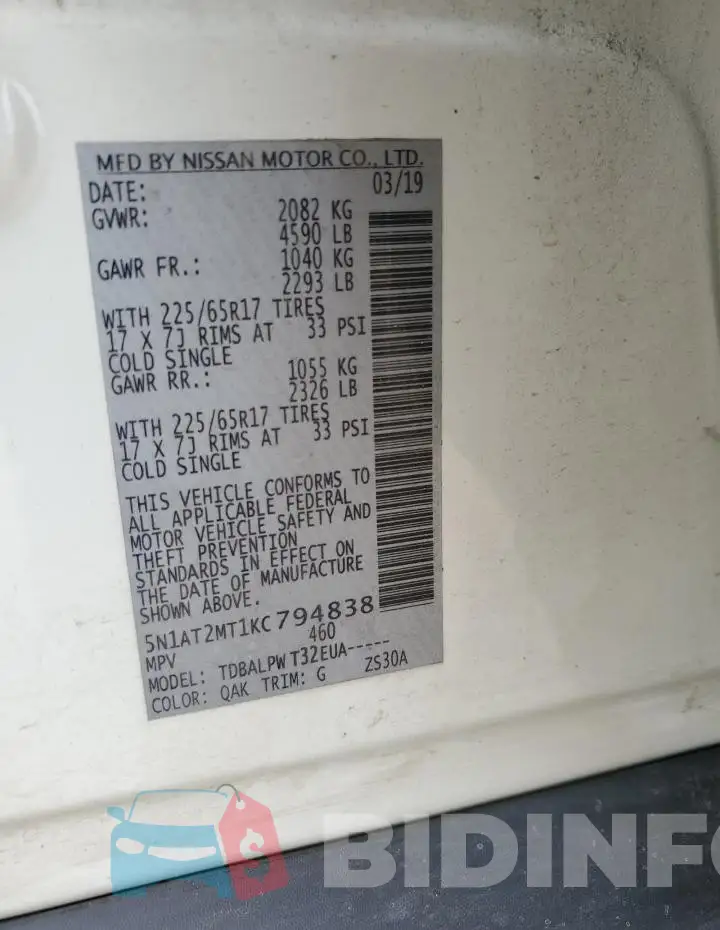 5N1AT2MT1KC794838 Photo# 13