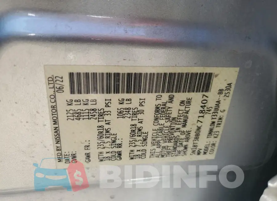 5N1BT3BB0NC718407 Photo# 13