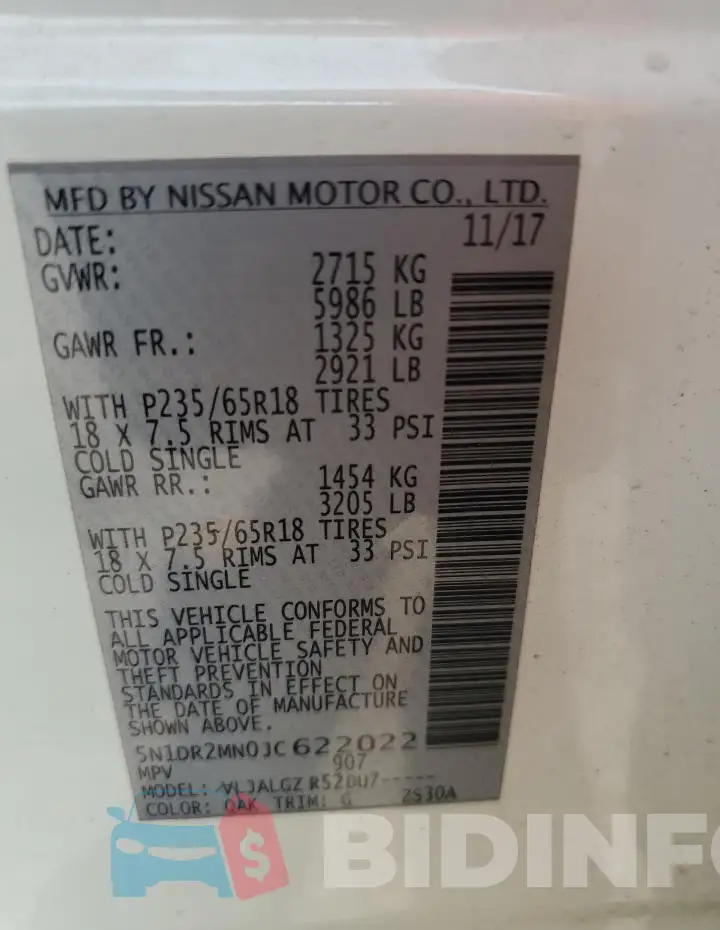 5N1DR2MN0JC622022 Photo# 13