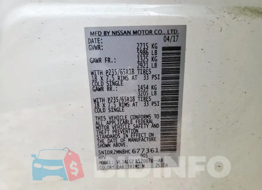 5N1DR2MN8HC677361 Photo# 13