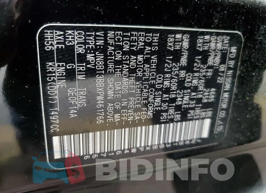 JN8BT3BBXPW461766 Photo# 14