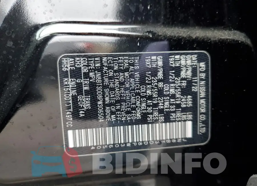 JN8BT3DD8PW306504 Photo# 14