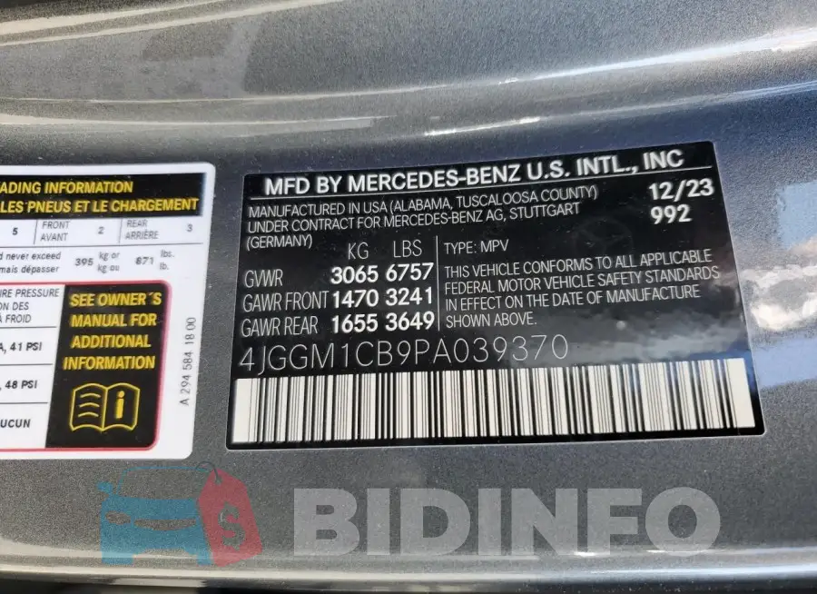 4JGGM1CB9PA039370 Photo# 13