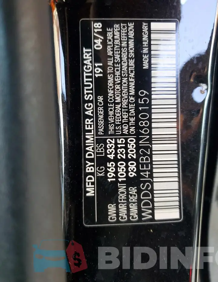 WDDSJ4EB2JN680159 Photo# 12