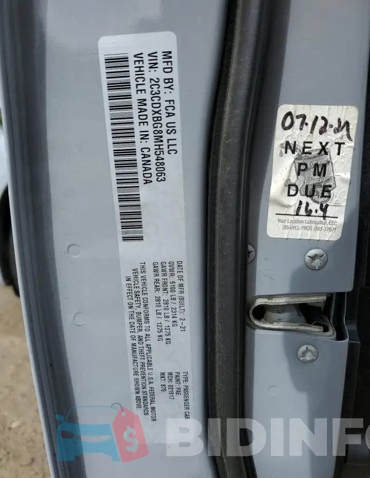 2C3CDXBG8MH548063 Photo# 12