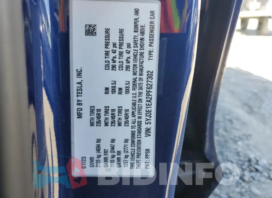 5YJ3E1EA2PF627302 Photo# 12
