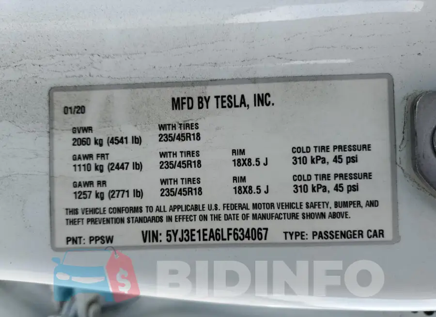 5YJ3E1EA6LF634067 Photo# 12